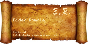 Bider Romola névjegykártya